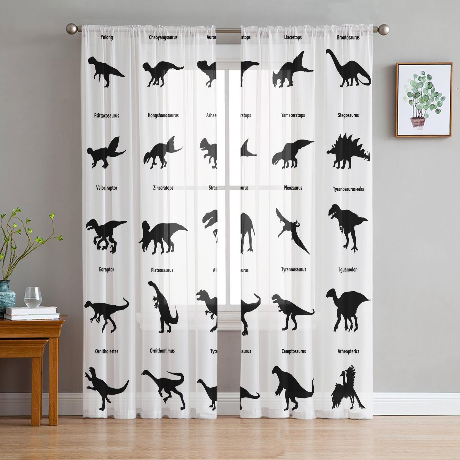 Dinosaur Silhouettes Black White Chiffon Sheer Curtains for Living Room Bedroom Home Decor Window Voile Tulle Curtain Drapes W135 x H114cm
Dinosaur Silhouettes Black White Chiffon Sheer Curtains for Living Room Bedroom Home Decor Window Voile Tulle Curtain Drapes W135 x H114cm