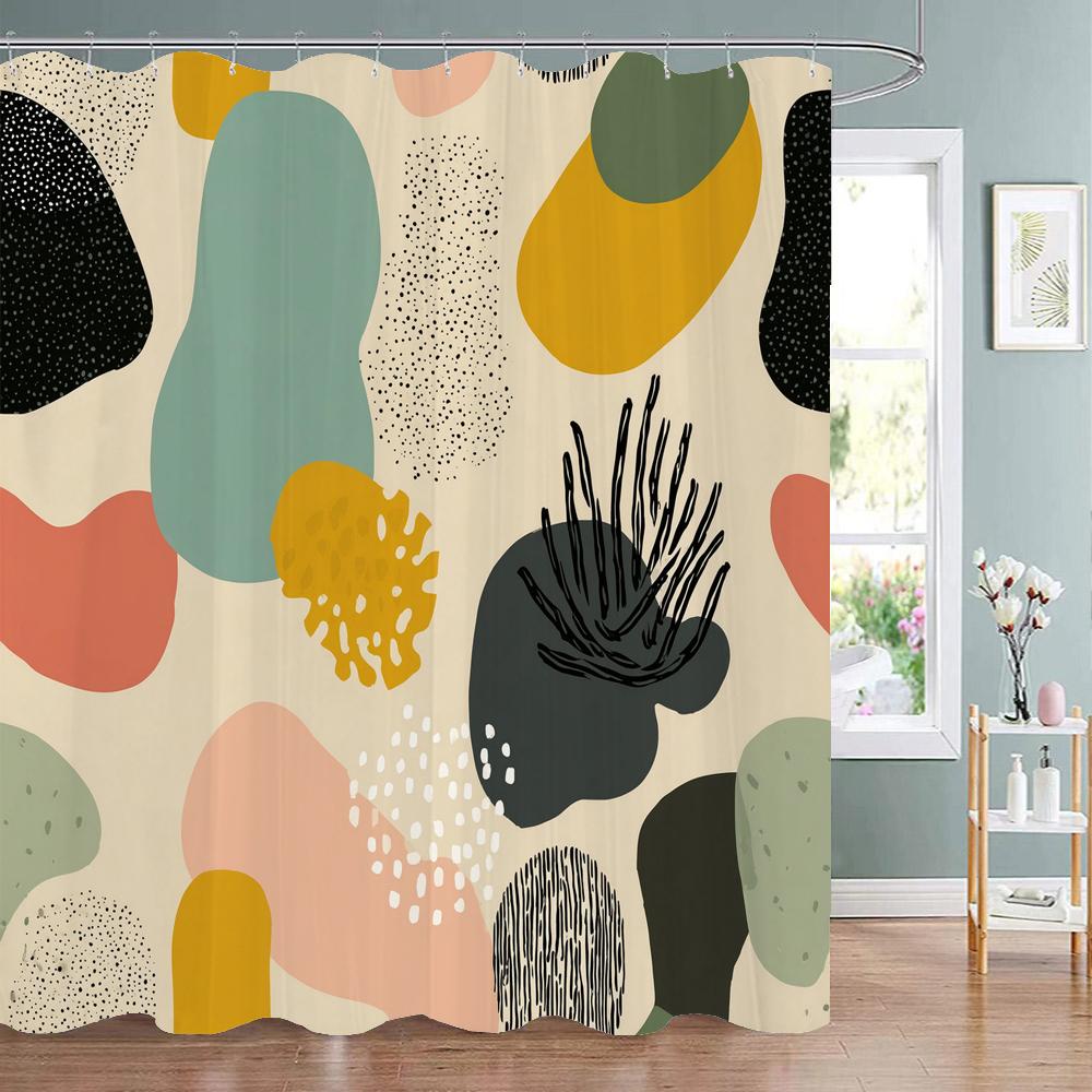 Modern Geometric Pattern Print Shower Curtain, Polyester Shower Curtain Set With Hooks For Bathroom Decorative Shower Curtain W60H190(CM)-1 Pcs
Modern Geometric Pattern Print Shower Curtain, Polyester Shower Curtain Set With Hooks For Bathroom Decorative Shower Curtain W60H190(CM)-1 Pcs