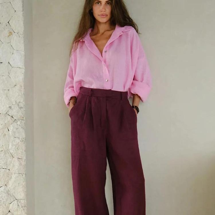 Vintage Elegant Oversize Linen Shirt for Women Long Sleeve Blouse Pink Collar Top Basic Cotton Linen Shirt S розовый
Vintage Elegant Oversize Linen Shirt for Women Long Sleeve Blouse Pink Collar Top Basic Cotton Linen Shirt S розовый