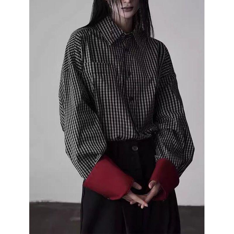 Indulge Black Large Cuff Color-Block Striped Shirt Top for Women, Spring and Autumn Design, Fashionable and Versatile Shirt Black One size fits all
Indulge Black Large Cuff Color-Block Striped Shirt Top for Women, Spring and Autumn Design, Fashionable and Versatile Shirt Black One size fits all