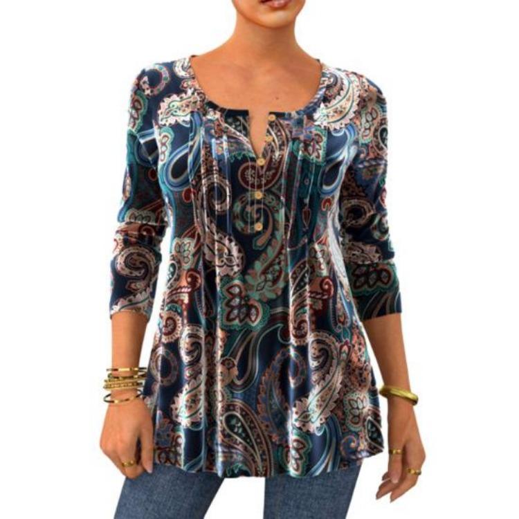 Vintage Print Ladies Long Sleeve Blouse Soft Pullover T-shirt Round Neck Button Front A-line Mid Length Top Women Daily Wear Fall Spring XL синий
Vintage Print Ladies Long Sleeve Blouse Soft Pullover T-shirt Round Neck Button Front A-line Mid Length Top Women Daily Wear Fall Spring XL синий