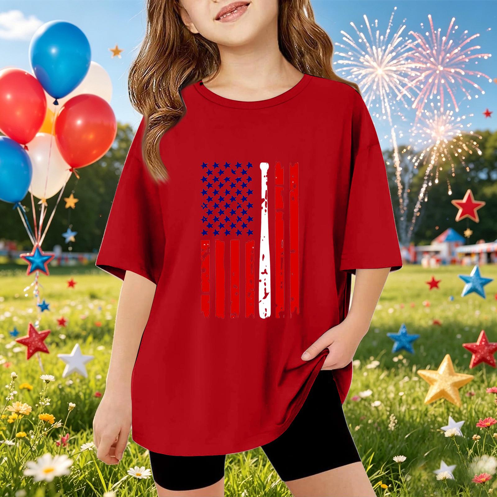 Kids Short Sleeve T Shirt Independence Day Print Top Lightweight Comfortable Casual Tee for Boys and Girls Summer Wear 140 червоний
Kids Short Sleeve T Shirt Independence Day Print Top Lightweight Comfortable Casual Tee for Boys and Girls Summer Wear 140 червоний