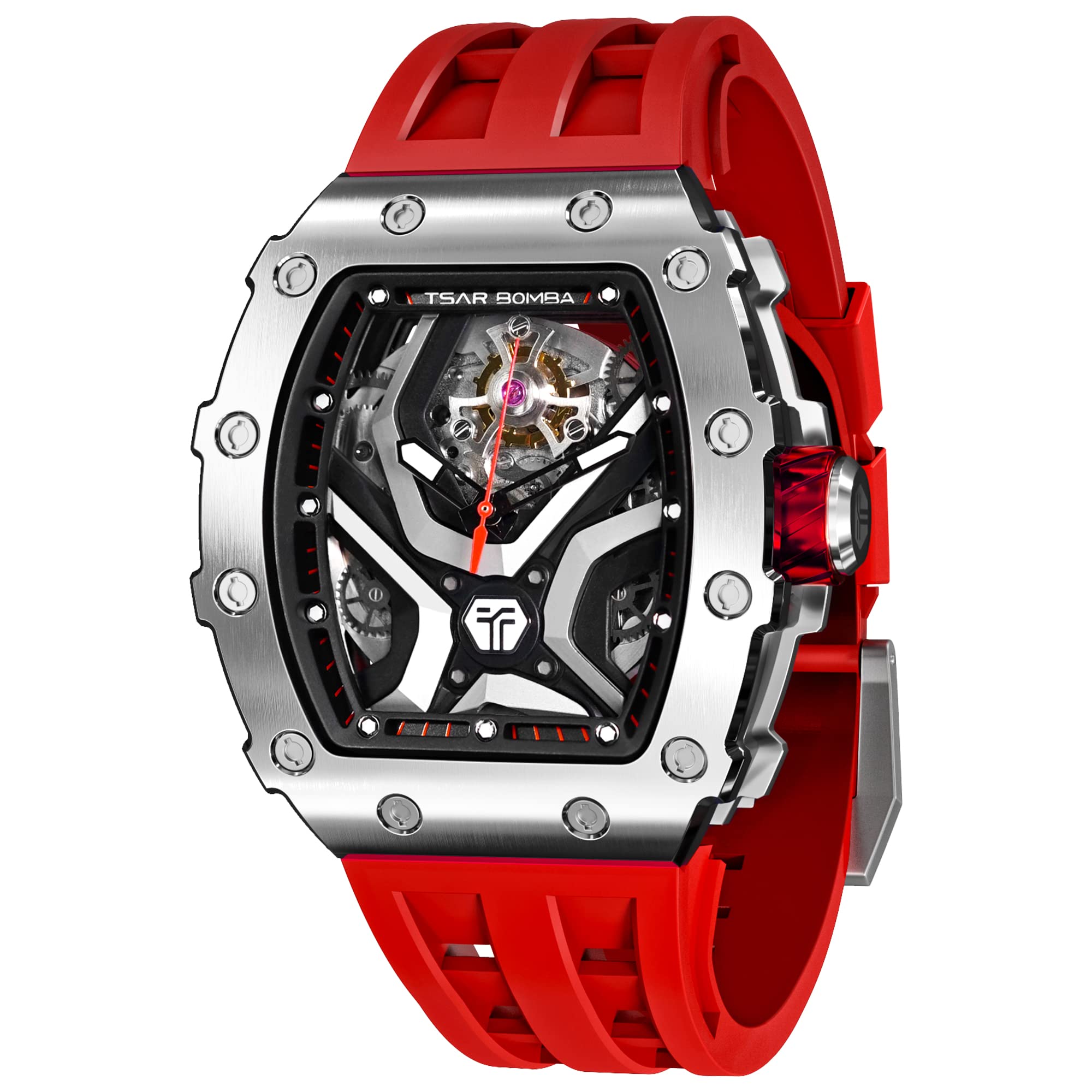 TSAR BOMBA Watch Business 50M Water Resistant Skeleton Watch Стильний чоловічий годинник Tonneau Tonneau з нержавіючої сталі, японський механізм, червоний
TSAR BOMBA Watch Business 50M Water Resistant Skeleton Watch Стильний чоловічий годинник Tonneau Tonneau з нержавіючої сталі, японський механізм, червоний