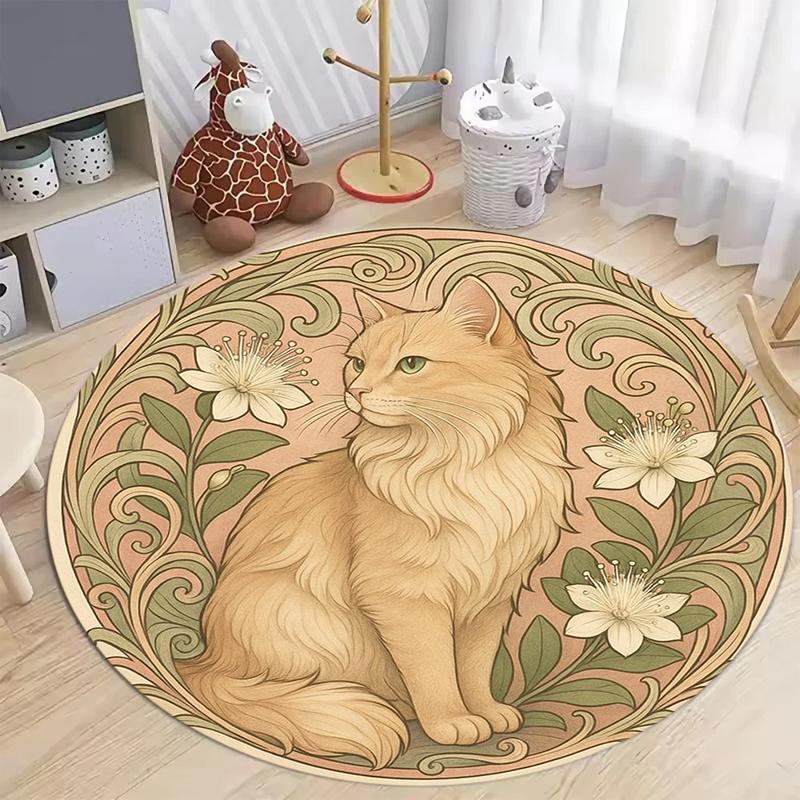 Round Art Nouveau Cat Floral Area Rug Vintage Botanical Carpet Soft Non-Slip for Living Room Bedroom Nursery Bedroom Decor 60cmx60cm
Round Art Nouveau Cat Floral Area Rug Vintage Botanical Carpet Soft Non-Slip for Living Room Bedroom Nursery Bedroom Decor 60cmx60cm