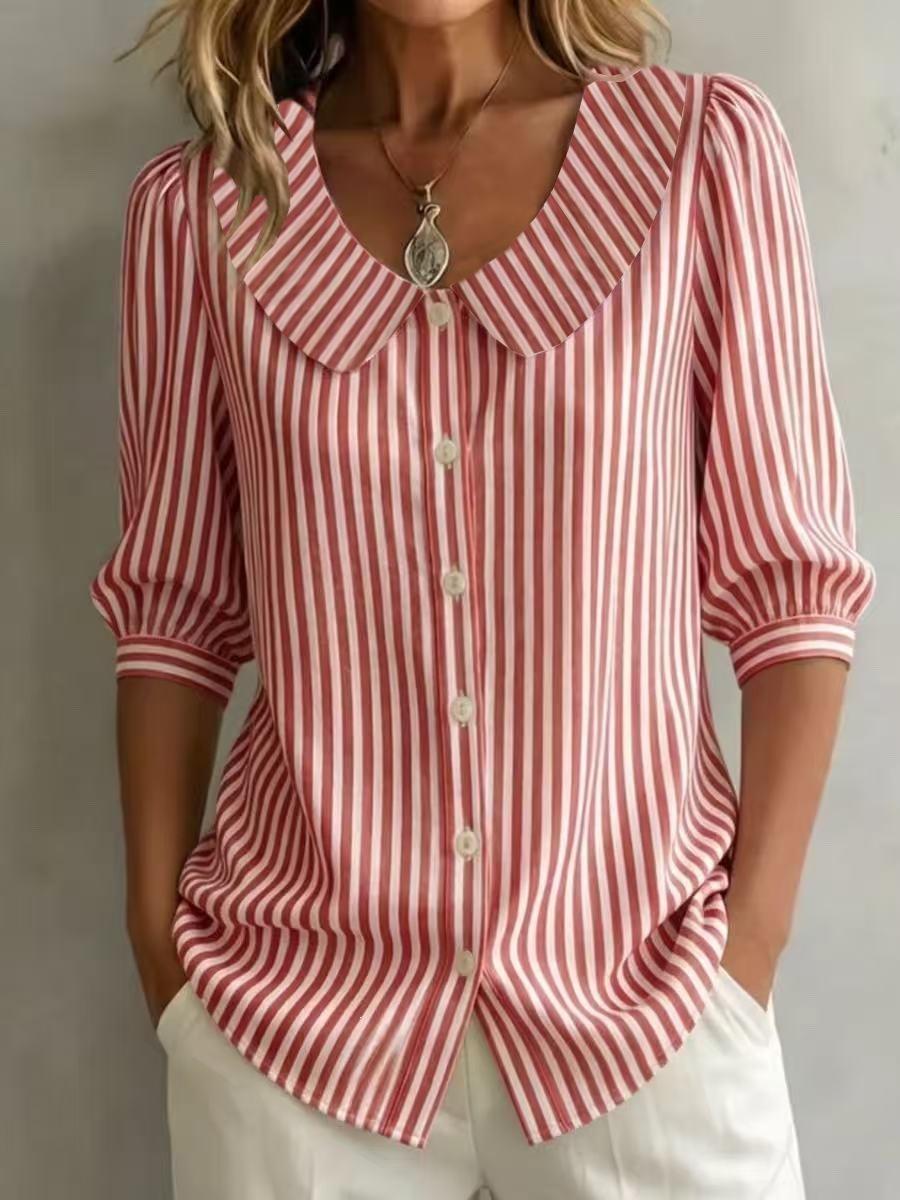 women s Peter Pan Collar Striped Blouse Casual Puff 3/4 Sleeve Button Down Shirt Top S розовый
women s Peter Pan Collar Striped Blouse Casual Puff 3/4 Sleeve Button Down Shirt Top S розовый