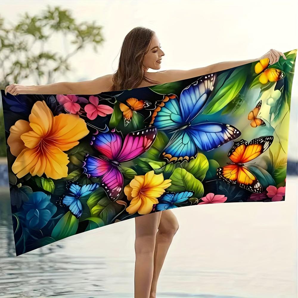 Beach Towel 1pc Large Thick Quick-Dry - Vibrant Butterfly & Floral Print,for Yoga, Swimming, Sunbathing, Running, Yoga Accessory W40*H60(CM)
Beach Towel 1pc Large Thick Quick-Dry - Vibrant Butterfly & Floral Print,for Yoga, Swimming, Sunbathing, Running, Yoga Accessory W40*H60(CM)