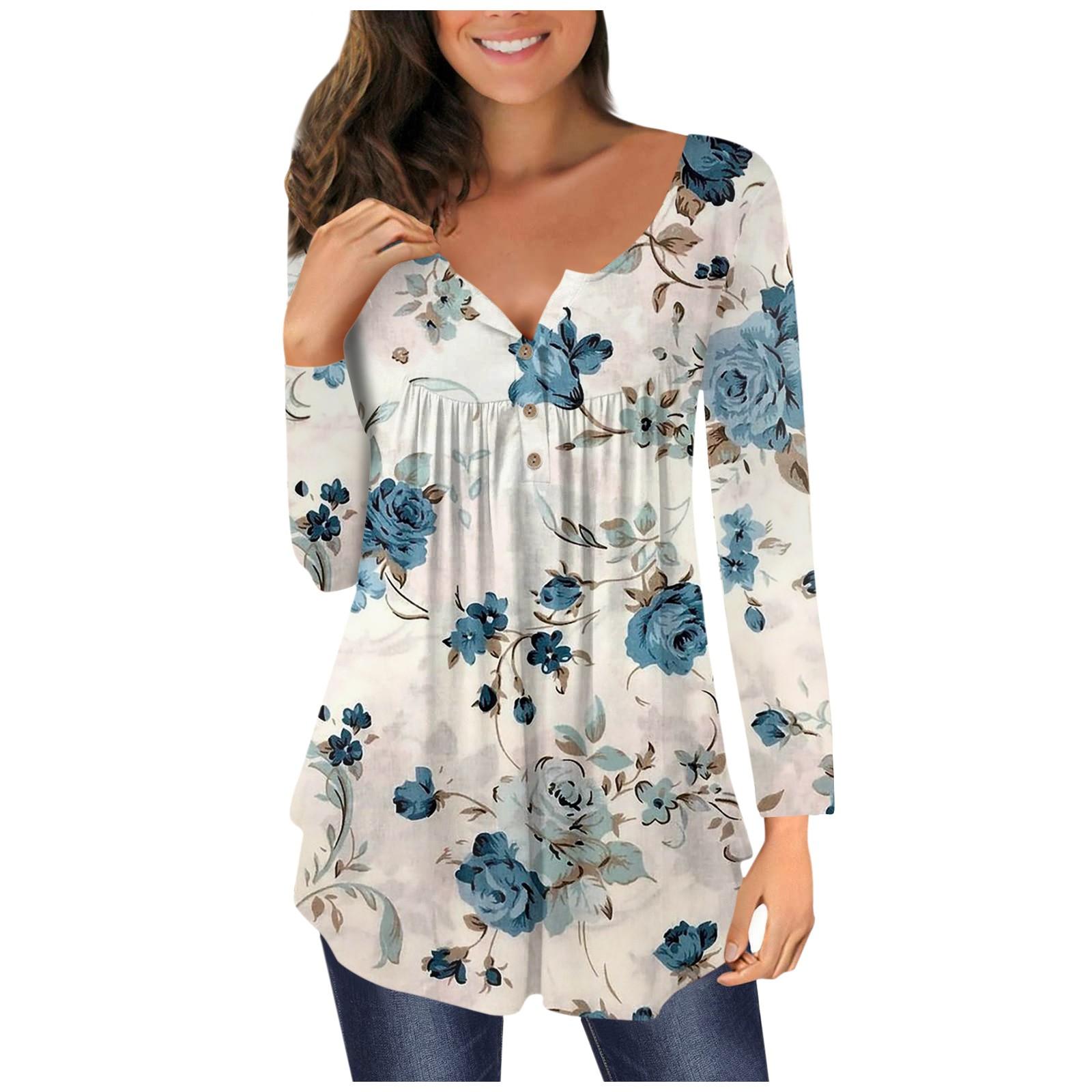 Women s Long Sleeve Loose Tops Casual Plus Size Tops Summer Print Button Pleated Tops For Women M білий
Women s Long Sleeve Loose Tops Casual Plus Size Tops Summer Print Button Pleated Tops For Women M білий