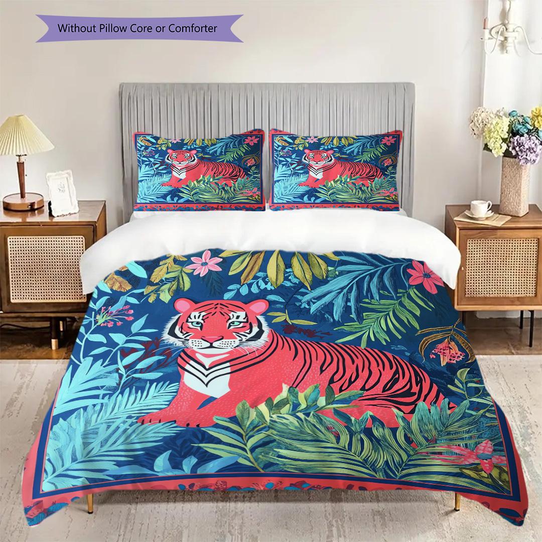 Jungle Tiger Pattern Bedding Quilt Set Quilt Cover Pillowcase Home Decoration Birthday Gift (1 * duvet cover + 2 * pillowcase, without core) 135x200cm
Jungle Tiger Pattern Bedding Quilt Set Quilt Cover Pillowcase Home Decoration Birthday Gift (1 * duvet cover + 2 * pillowcase, without core) 135x200cm