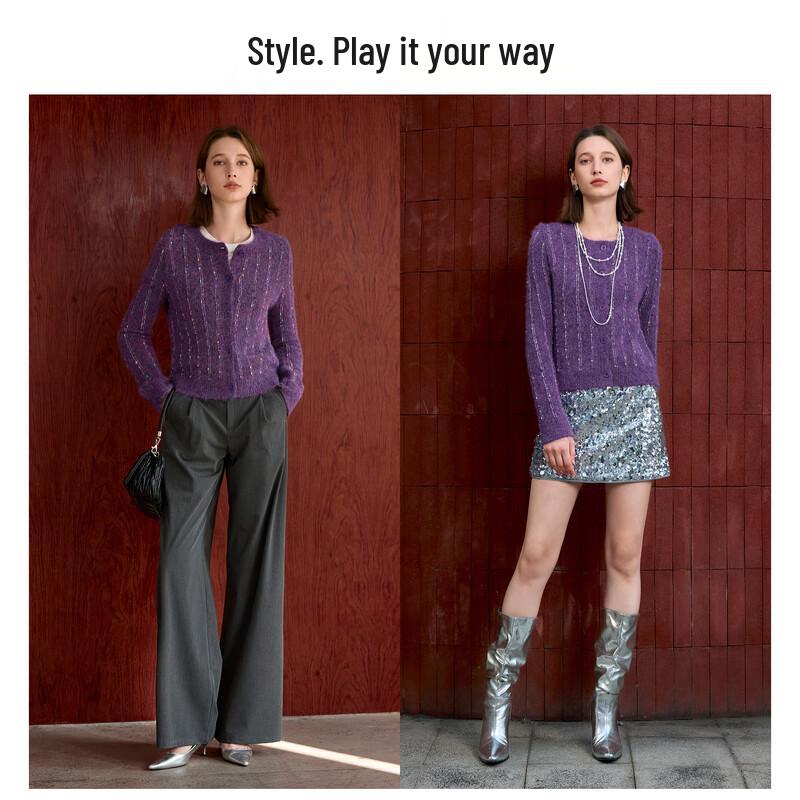 Sancai Women s 2025 Winter Round Neck Striped Knit Cardigan
Sancai Women s 2025 Winter Round Neck Striped Knit Cardigan