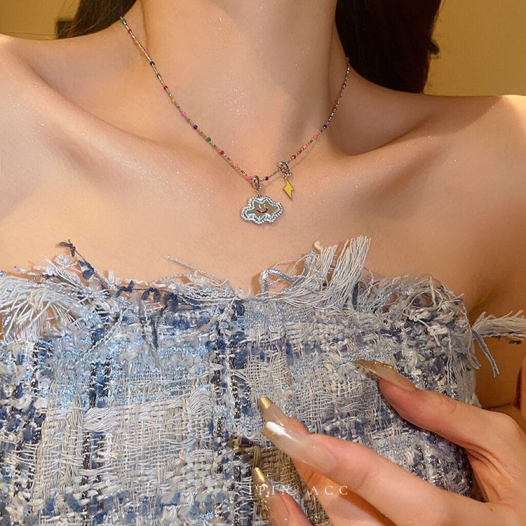 Colorful Zircon Smiley Face Cloud Pendant Necklace - 2023 Trendy Clavicle Chain Choker for Women
Colorful Zircon Smiley Face Cloud Pendant Necklace - 2023 Trendy Clavicle Chain Choker for Women
