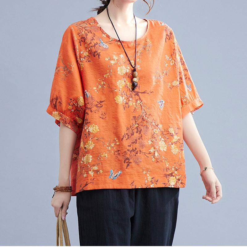Women s Mom Short Sleeve Cotton and Linen Top Women s Summer Thin Fashion High-end Belly Cover Top Printed Shirt Plus Size 3XL помаранчевий
Women s Mom Short Sleeve Cotton and Linen Top Women s Summer Thin Fashion High-end Belly Cover Top Printed Shirt Plus Size 3XL помаранчевий