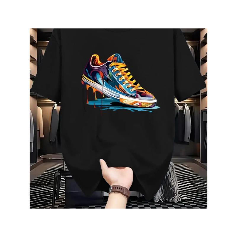 Men s T-Shirt - Casual Round-neck Short-sleeve Summer Top with Sneaker Print Design, Lightweight Daily Street Style Shirt, Stretch Fabric 4XL
Men s T-Shirt - Casual Round-neck Short-sleeve Summer Top with Sneaker Print Design, Lightweight Daily Street Style Shirt, Stretch Fabric 4XL