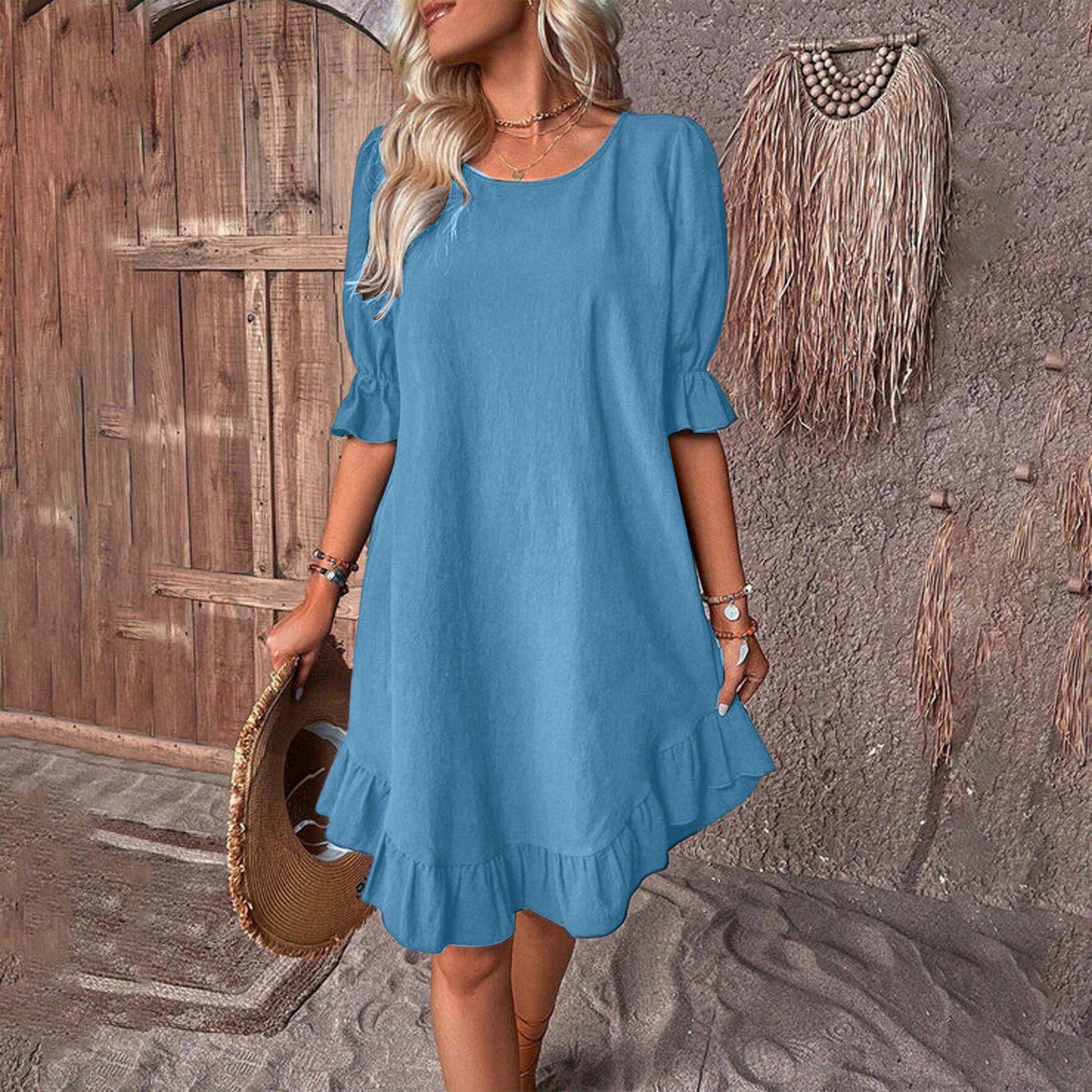 Women s Summer Casual Midi Sleeve Dress Round Neck Color Pullover Dresses XL синій
Women s Summer Casual Midi Sleeve Dress Round Neck Color Pullover Dresses XL синій