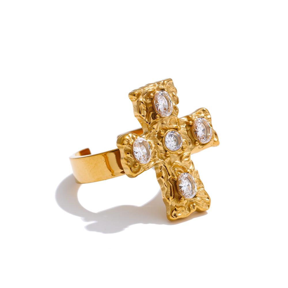 Yhpup Vintage Colorful Cubic Zirconia Cross Open Adjustable Golden Ring Stainless Steel PVD Plated Trending Finger Jewelry Gift resizable
Yhpup Vintage Colorful Cubic Zirconia Cross Open Adjustable Golden Ring Stainless Steel PVD Plated Trending Finger Jewelry Gift resizable