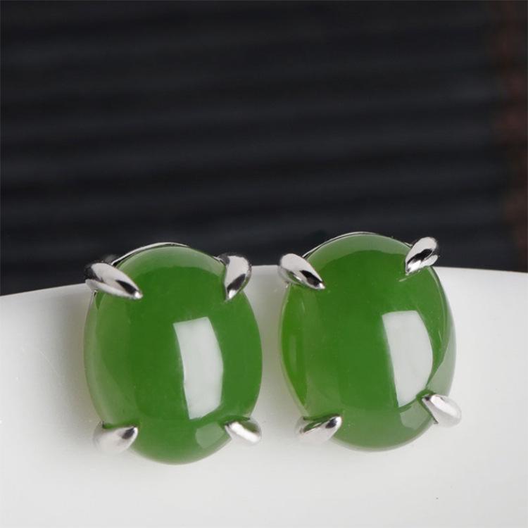 Elegant 925 Sterling Silver Oval Hetian Jade Earrings for Women with Certificate - Simple, Fashionable Green Jade Studs 925 Sterling Silver
Elegant 925 Sterling Silver Oval Hetian Jade Earrings for Women with Certificate - Simple, Fashionable Green Jade Studs 925 Sterling Silver