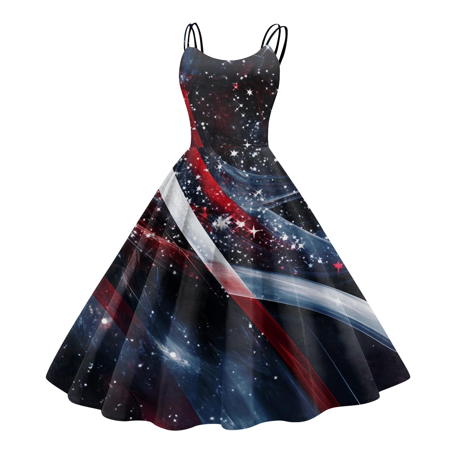 Женское сексуальное платье с открытыми плечами в стиле панк-винтаж с принтом «День независимости» XXL чёрный