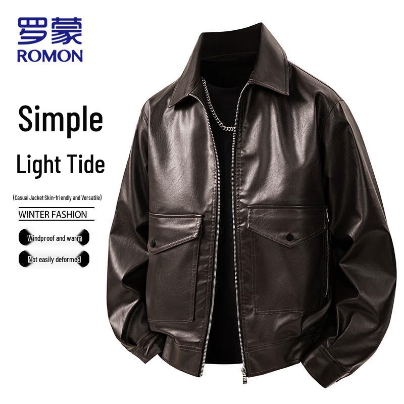 ROMON Men s Autumn/Winter Stand Collar Faux Leather Jacket L
ROMON Men s Autumn/Winter Stand Collar Faux Leather Jacket L
