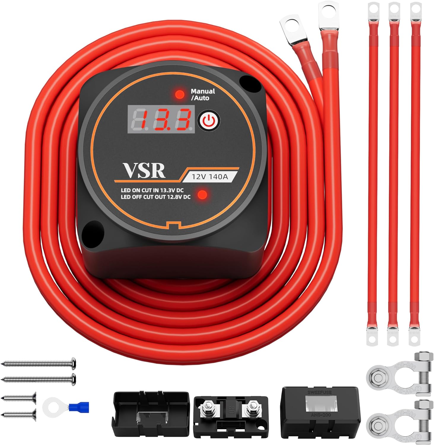 12V 140 Amp Dual Battery Isolator Kit with LED Voltmeter Manual/Auto Mode Waterproof Voltage Sensitive Relay Smart Dual Battery
12V 140 Amp Dual Battery Isolator Kit with LED Voltmeter Manual/Auto Mode Waterproof Voltage Sensitive Relay Smart Dual Battery