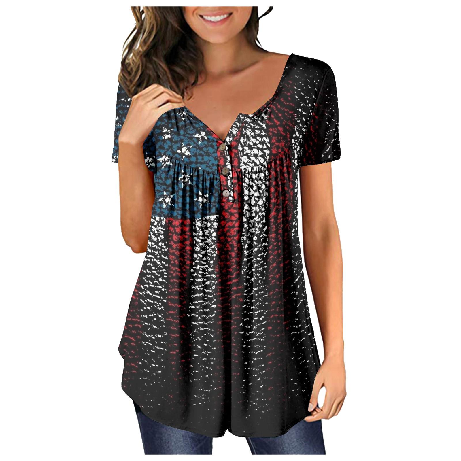 Women s Summer V-neck Short Sleeve T-shirt Independence Day Print Top XL чорний
Women s Summer V-neck Short Sleeve T-shirt Independence Day Print Top XL чорний