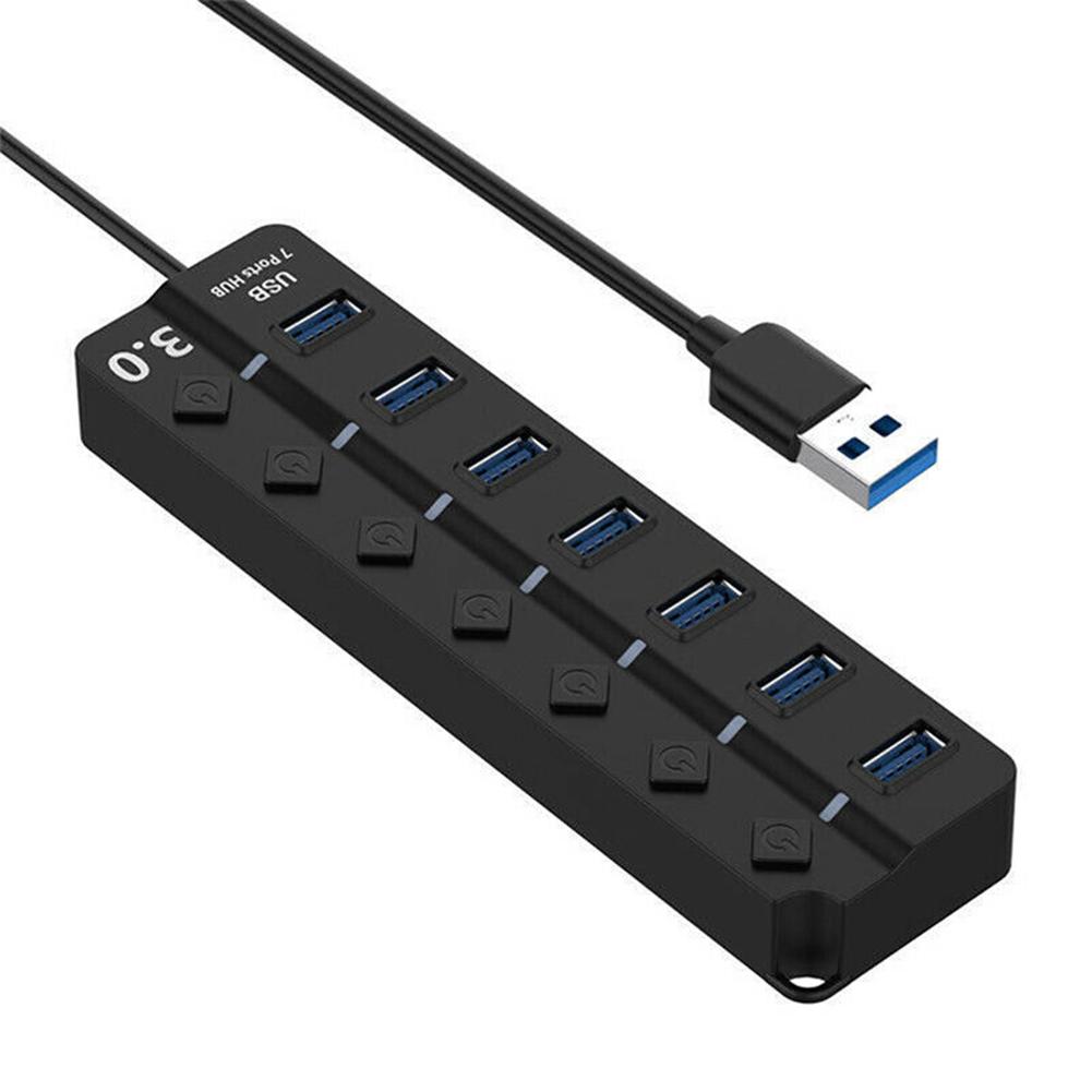 USB Hub 3.0, 7-портовый USB-разветвитель концентратора данных с индивидуальными переключателями включения/выключения. Расширение для MacBook, Mac Pro/Mini и других устройств. чёрный
USB Hub 3.0, 7-портовый USB-разветвитель концентратора данных с индивидуальными переключателями включения/выключения. Расширение для MacBook, Mac Pro/Mini и других устройств. чёрный