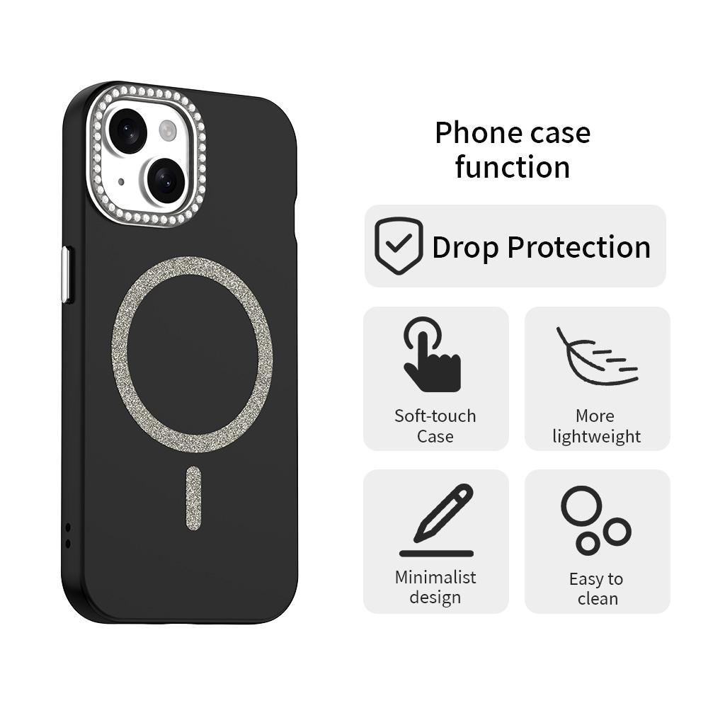 For iPhone 15 Case Compatible with MagSafe TPU+PET Phone Cover with Rhinestone Decor Lens Frame Purple
For iPhone 15 Case Compatible with MagSafe TPU+PET Phone Cover with Rhinestone Decor Lens Frame Purple