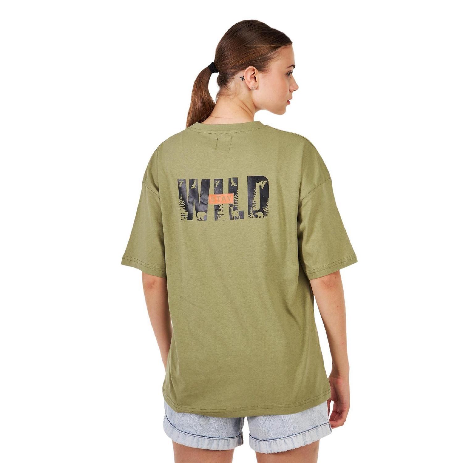 Женская уличная футболка большого размера с принтом на спине и груди Wld S
Женская уличная футболка большого размера с принтом на спине и груди Wld S