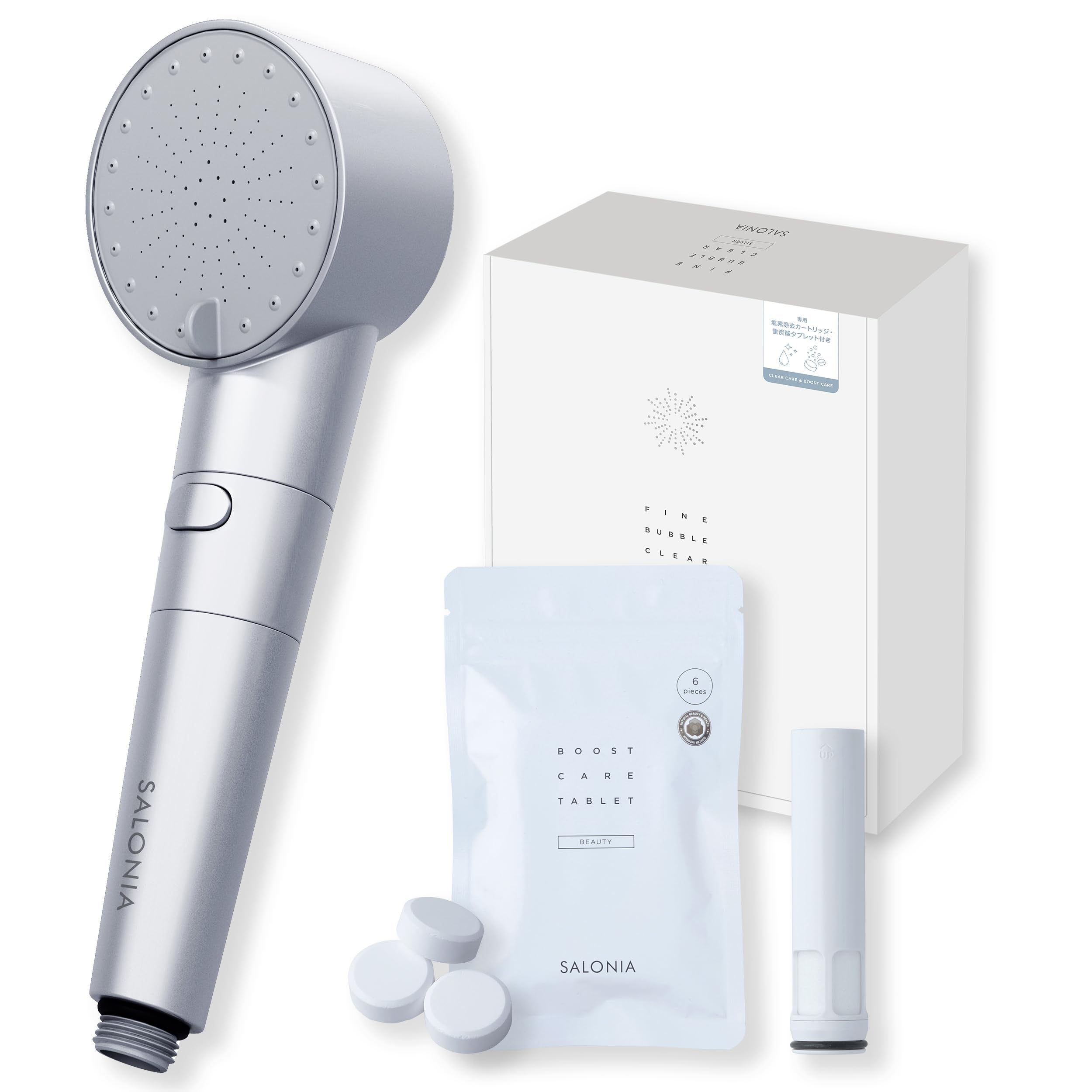 SALONIA Shower Head Fine Bubble Clear Bubble Water Saving High Water Pressure Chlorine Removal Cartridge Bicarbonate Tablet Included Silver Micro-Nano
SALONIA Shower Head Fine Bubble Clear Bubble Water Saving High Water Pressure Chlorine Removal Cartridge Bicarbonate Tablet Included Silver Micro-Nano