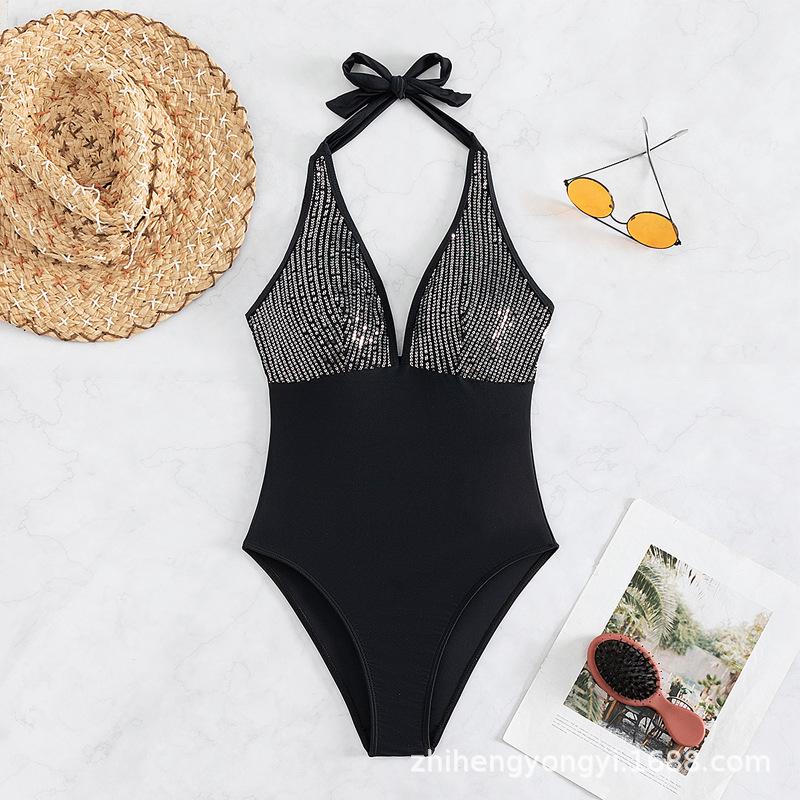 Women s European & American Halter Neck Sequin Backless One-Piece Swimsuit Large чорний
Women s European & American Halter Neck Sequin Backless One-Piece Swimsuit Large чорний