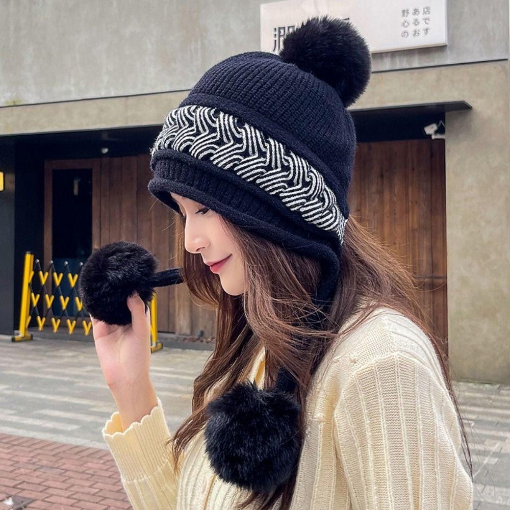 Korean Earmuffs Cap Warm Skull Caps New Knitted Hat Winter чорний
Korean Earmuffs Cap Warm Skull Caps New Knitted Hat Winter чорний