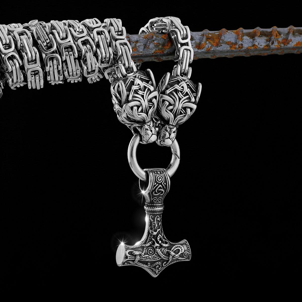 Ожерелье Nordic Viking с головой волка и подвеской в виде молота Тора, изготовлено из нержавеющей стали 316L с серебряной отделкой. 50cm серебряный
Ожерелье Nordic Viking с головой волка и подвеской в виде молота Тора, изготовлено из нержавеющей стали 316L с серебряной отделкой. 50cm серебряный