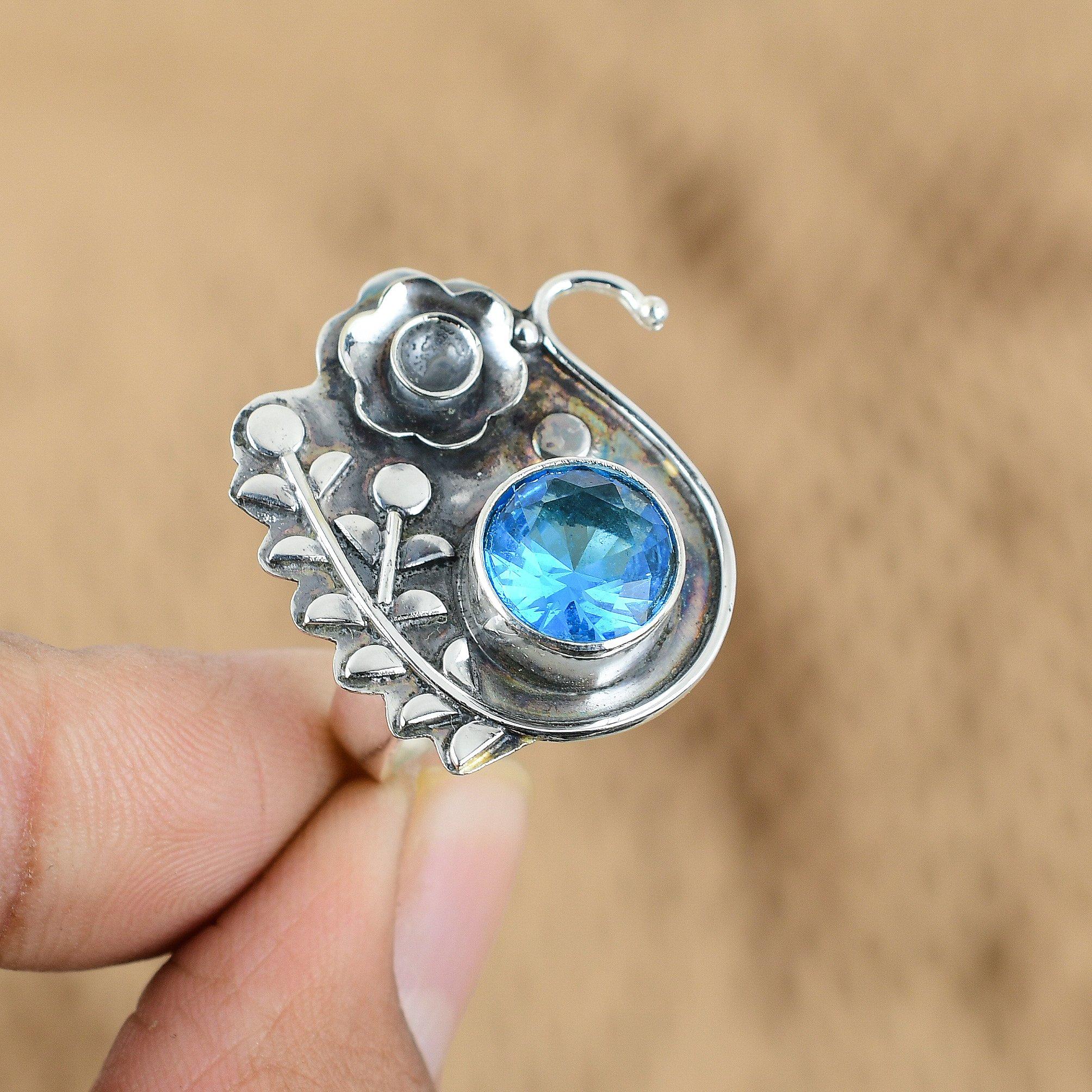 Mothers day Sale Round Swiss Blue Topaz Stone Flower Ethnic Ring Sterling Silver Yes 
Mothers day Sale Round Swiss Blue Topaz Stone Flower Ethnic Ring Sterling Silver Yes