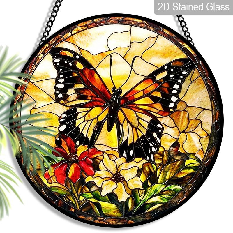 2D Flat Stained Glass Butterfly Window Decoration, 7.87inches Colored Glass Plate with Chain, Charming Spring Summer Sun Catcher Home Livingroom styleA/1pc
2D Flat Stained Glass Butterfly Window Decoration, 7.87inches Colored Glass Plate with Chain, Charming Spring Summer Sun Catcher Home Livingroom styleA/1pc