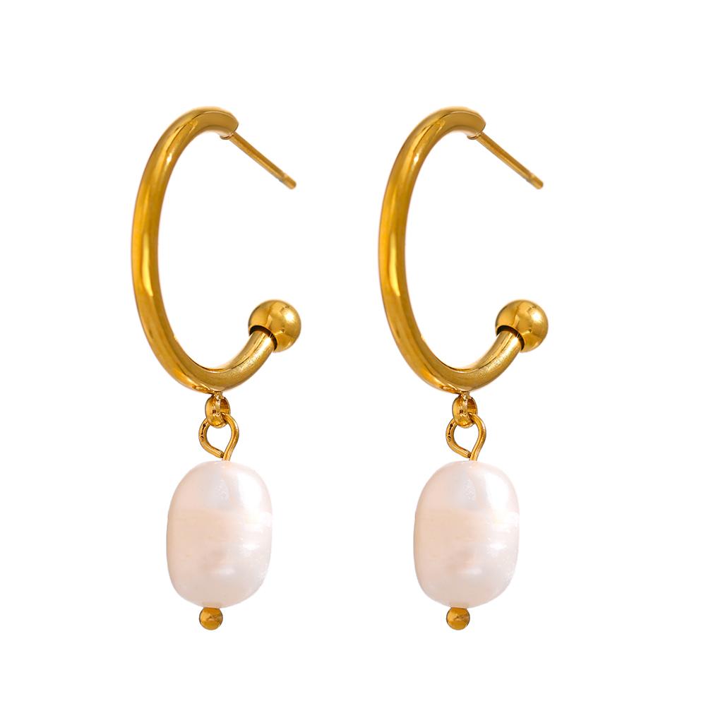 Yhpup Natural Fresh Pearl Drop Dangle Earrings 316 Stainless Steel Gold PVD Plated Water Proof Fashion Earrings for Women Bijoux
Yhpup Natural Fresh Pearl Drop Dangle Earrings 316 Stainless Steel Gold PVD Plated Water Proof Fashion Earrings for Women Bijoux
