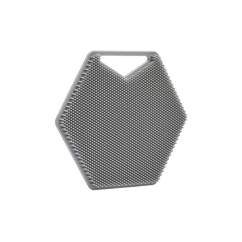 Новая многоугольная силиконовая щетка для душа Портативная настенная силиконовая щетка для волос Шестиугольная щетка для душа серый