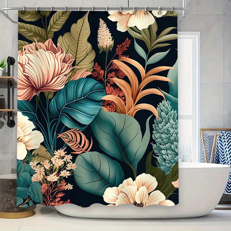 Floral Shower Curtain – Green Leaves On Black Background, Waterproof Fabric For Elegant Bathroom Decor W60H190(CM)-1 Pcs
Floral Shower Curtain – Green Leaves On Black Background, Waterproof Fabric For Elegant Bathroom Decor W60H190(CM)-1 Pcs