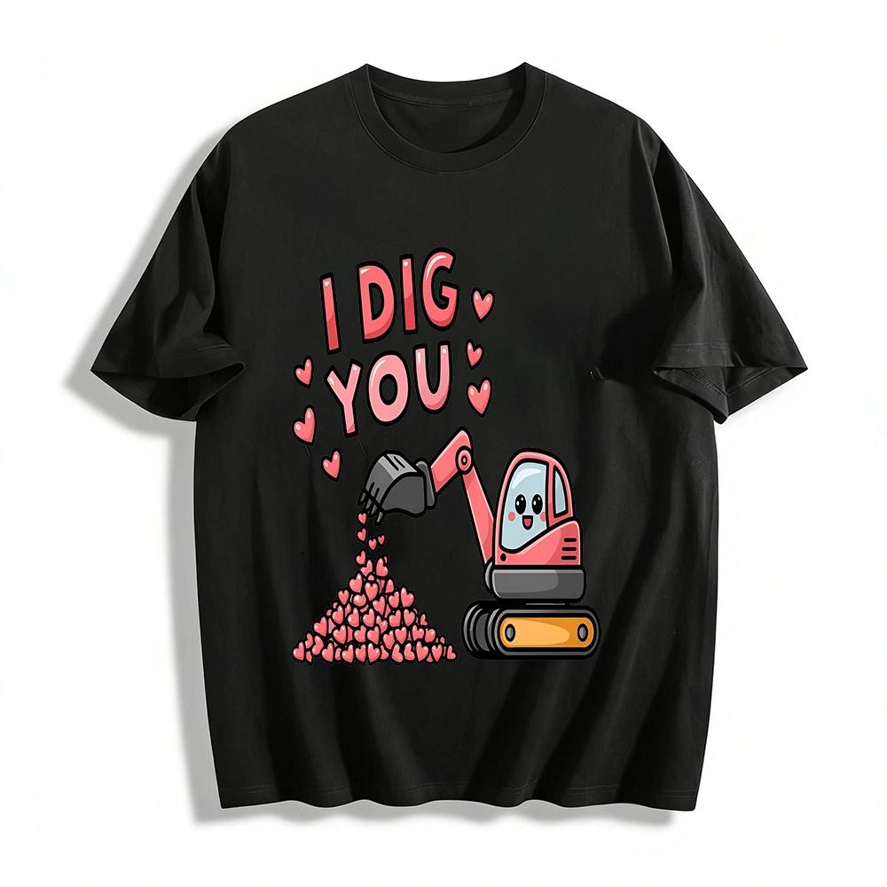 I Dig You Cute Excavator Heart Print Casual Top For Couples Pure cotton T-shirt XXS
I Dig You Cute Excavator Heart Print Casual Top For Couples Pure cotton T-shirt XXS