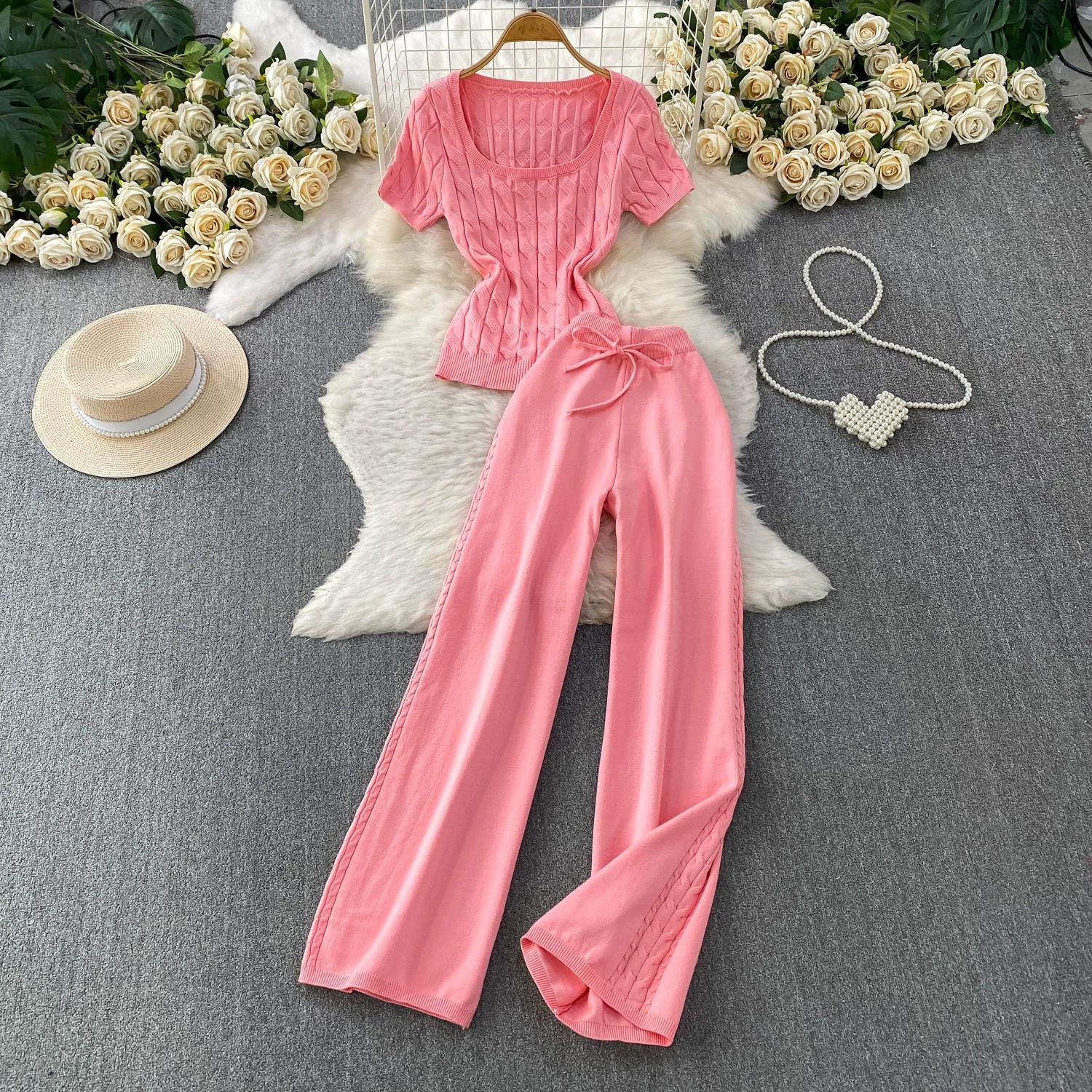 Summer Autumn 2 Piece Tracksuit Women Knitted Round Neck Jacquard Pullover Sweater + Ankle-length Wide Leg Pant Set Outfits Knitted Two Piece Sets one size fits all
Summer Autumn 2 Piece Tracksuit Women Knitted Round Neck Jacquard Pullover Sweater + Ankle-length Wide Leg Pant Set Outfits Knitted Two Piece Sets one size fits all