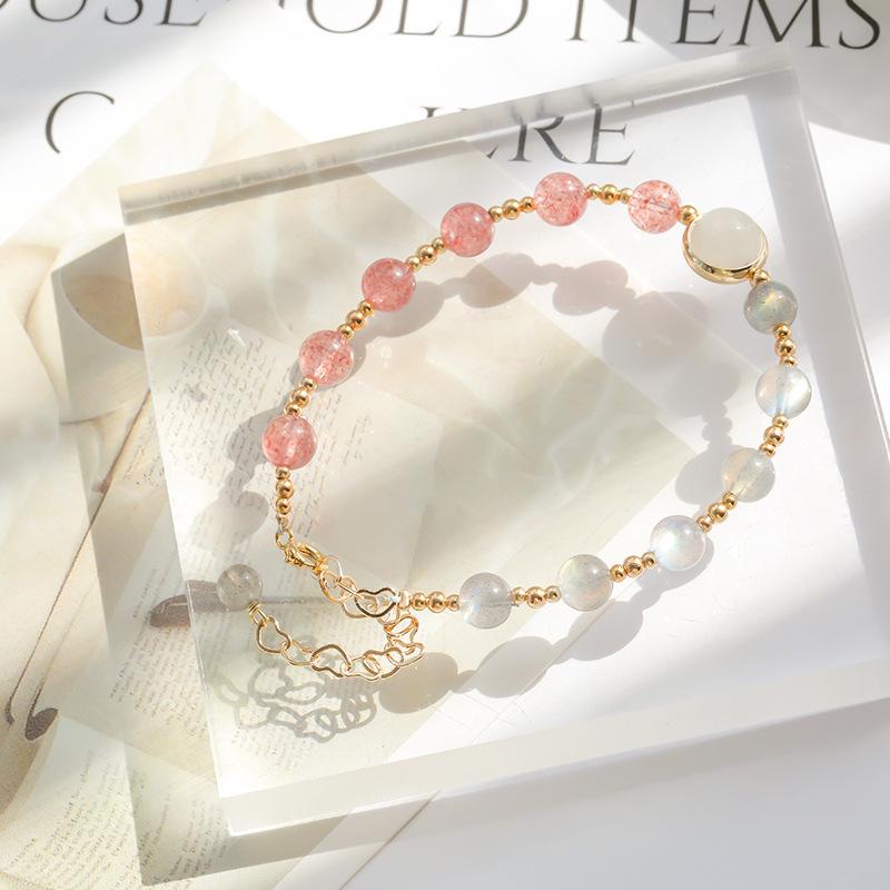 Natural Crystal Bracelet - Strawberry Quartz, Gray Moonstone, Labradorite Beaded Jewelry for Women Adjustable 14-18 cm
Natural Crystal Bracelet - Strawberry Quartz, Gray Moonstone, Labradorite Beaded Jewelry for Women Adjustable 14-18 cm