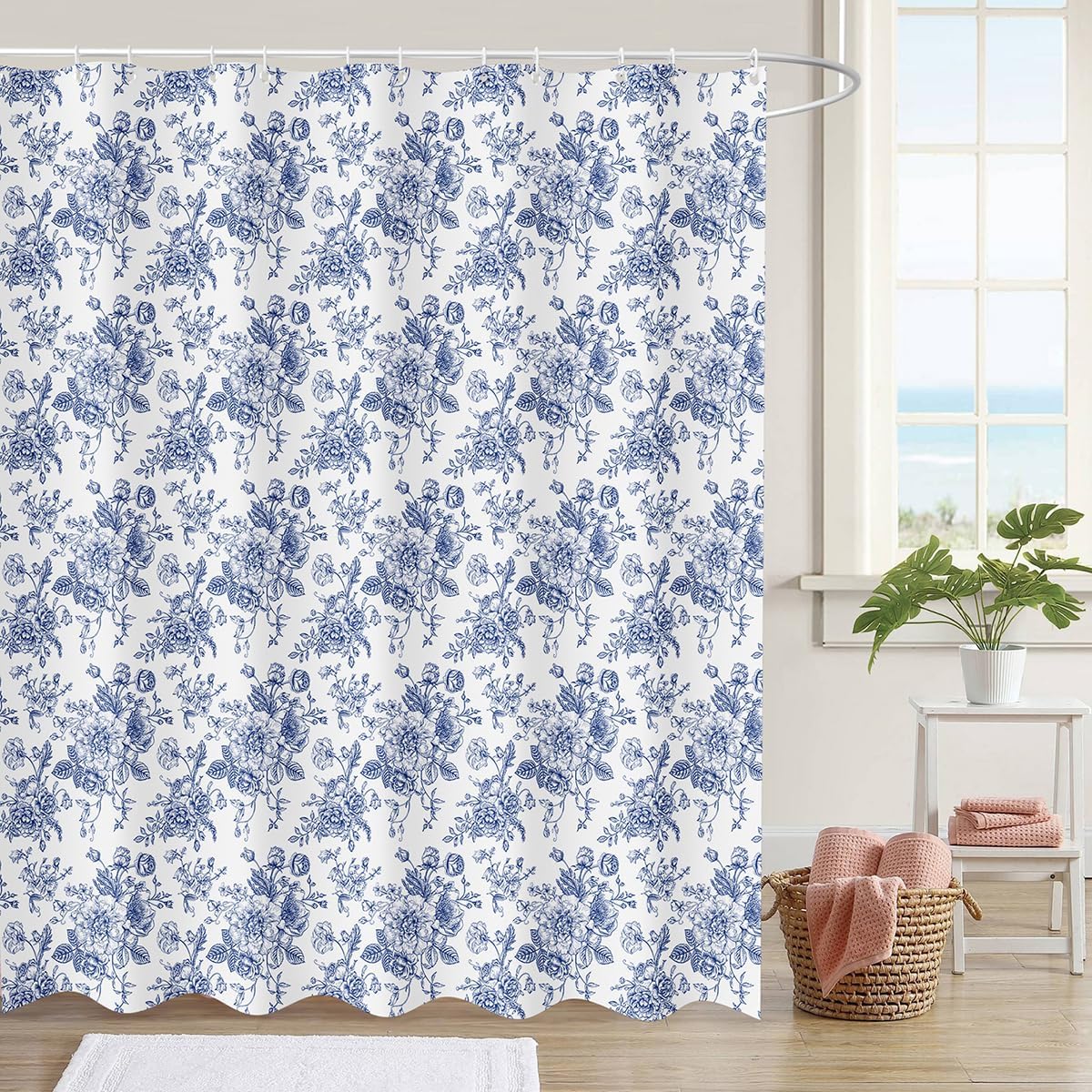 Spring Shower Curtain Blue And White Floral Shower Curtain Sets For Bathroom, Spill-Proof Fabric Cloth Bathroom Curtains W60H190(CM)-1 Pcs
Spring Shower Curtain Blue And White Floral Shower Curtain Sets For Bathroom, Spill-Proof Fabric Cloth Bathroom Curtains W60H190(CM)-1 Pcs