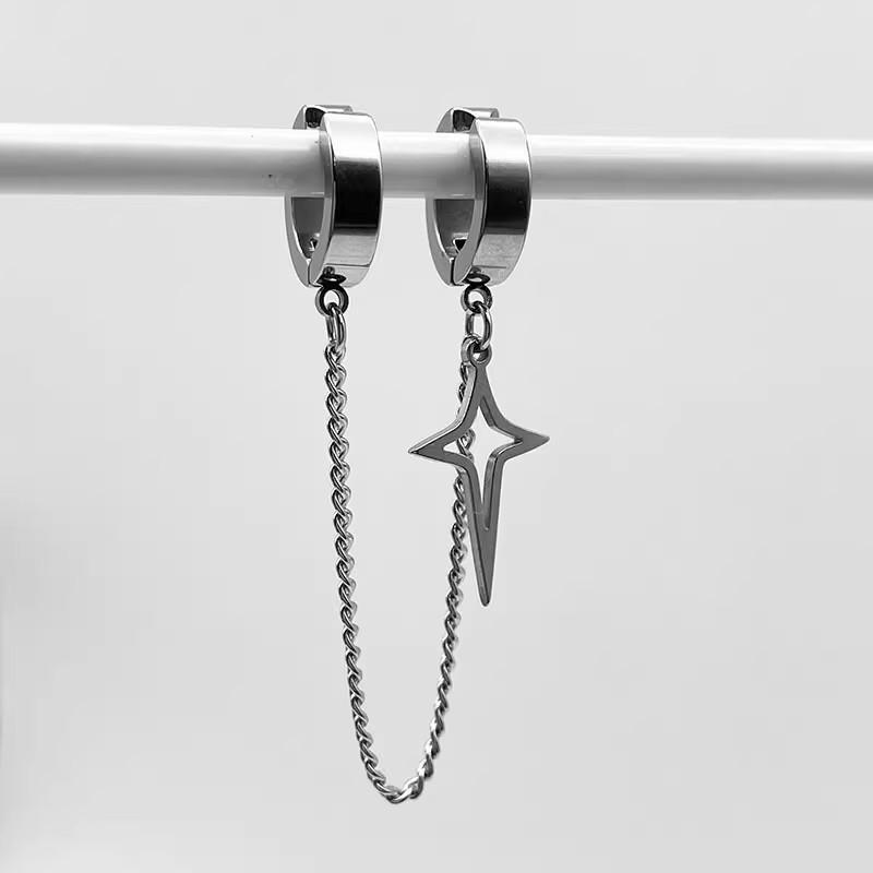 Black Hollowed-out Four-pointed Star No Piercing Clip Earrings Connect Ear Bone Clip for Women Men Stainless Steel Trend Jewelry
Black Hollowed-out Four-pointed Star No Piercing Clip Earrings Connect Ear Bone Clip for Women Men Stainless Steel Trend Jewelry