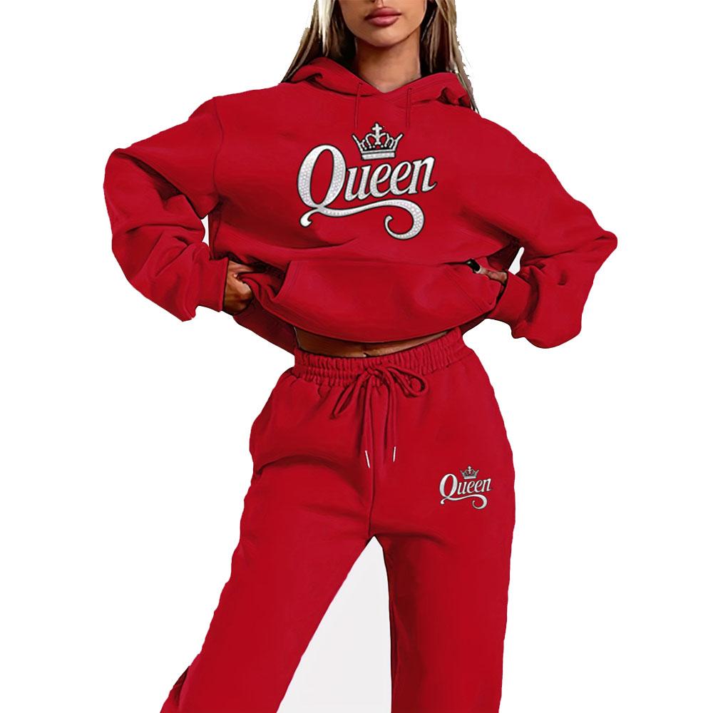 Women S Queen Graphic Hoodie & Pants Set - Cozy Fleece Two-Piece Outfit with Crown Design, Loose Fit, Drawstring Waist XL червоний
Women S Queen Graphic Hoodie & Pants Set - Cozy Fleece Two-Piece Outfit with Crown Design, Loose Fit, Drawstring Waist XL червоний