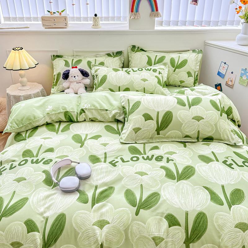 Стильный однотонный постельный комплект - 3 или 4 предмета, идеально подходит для общежитий (1,5 м/1,2 м) 2.0m four-piece set