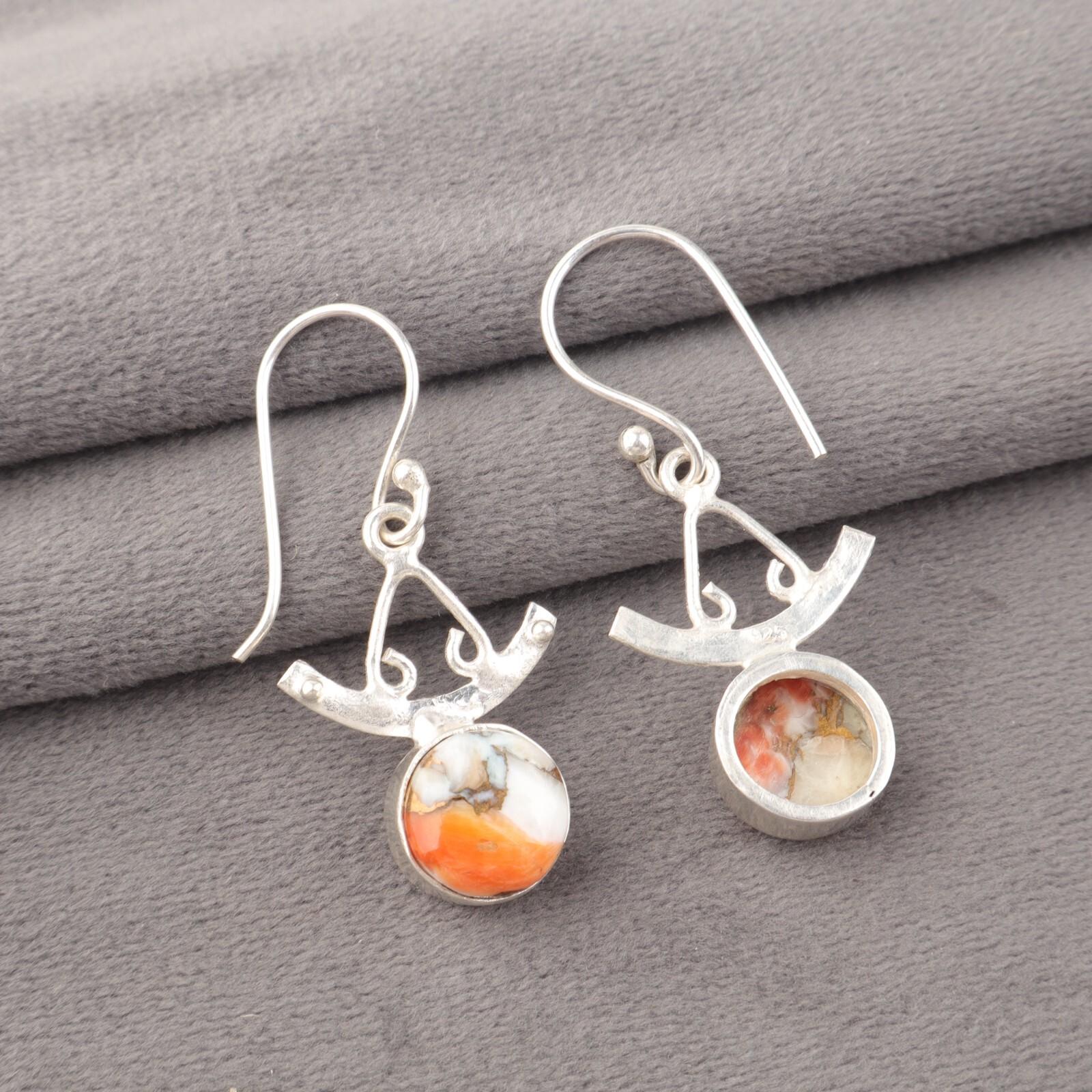 Orange Copper Turquoise Gemstone 925 Sterling Silver Handcrafted Earrings 1.63 EE-152-38
Orange Copper Turquoise Gemstone 925 Sterling Silver Handcrafted Earrings 1.63 EE-152-38