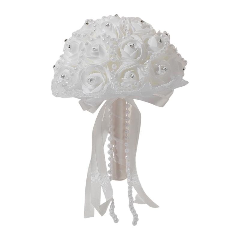 Elegant Pearls Ribbon Bridal Flower Bouquet with Rhinstones Studs for Bride and Bridesmaid Special Occasion Photo Props 1 білий
Elegant Pearls Ribbon Bridal Flower Bouquet with Rhinstones Studs for Bride and Bridesmaid Special Occasion Photo Props 1 білий