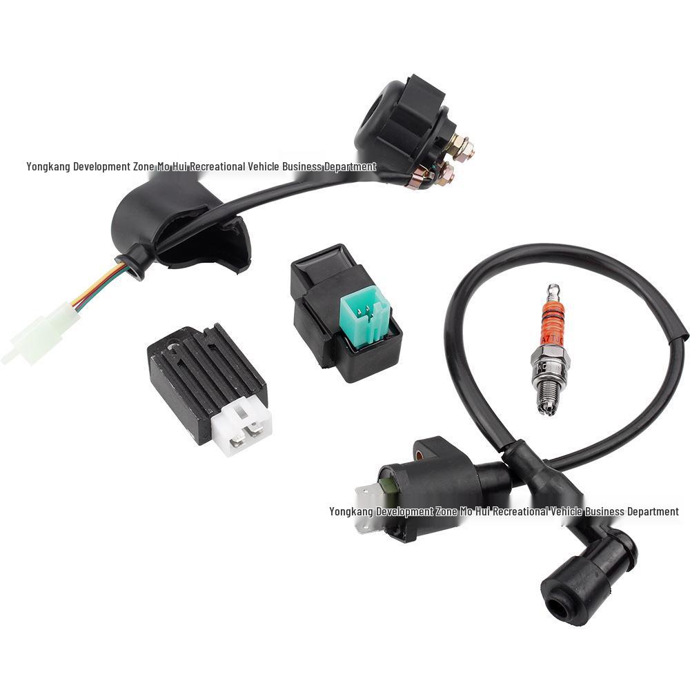 High-Voltage Ignition Kit for Off-Road Motorcycle, ATV, Beach Buggy (50-110cc) - Includes Relay, Spark Plug, Half-Wave Rectifier Hybrid Model
High-Voltage Ignition Kit for Off-Road Motorcycle, ATV, Beach Buggy (50-110cc) - Includes Relay, Spark Plug, Half-Wave Rectifier Hybrid Model