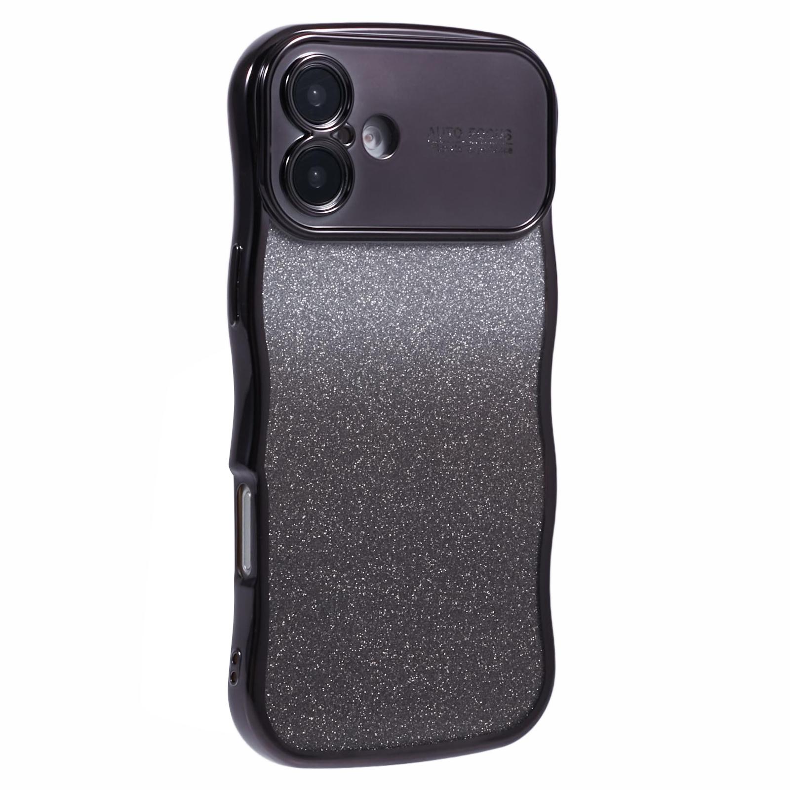 For iPhone 16 Case Gradient Glitter TPU Phone Cover with Electroplating Curly Frame Black
For iPhone 16 Case Gradient Glitter TPU Phone Cover with Electroplating Curly Frame Black