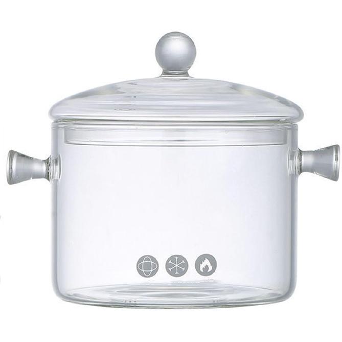 Жаропрочная стеклянная кастрюля с крышкой, Большая стеклянная кастрюля с двойными ручками, Стеклянная кастрюля для плиты для пасты, лапши, супа, молока, детского питания, 1400ml/1.48quart