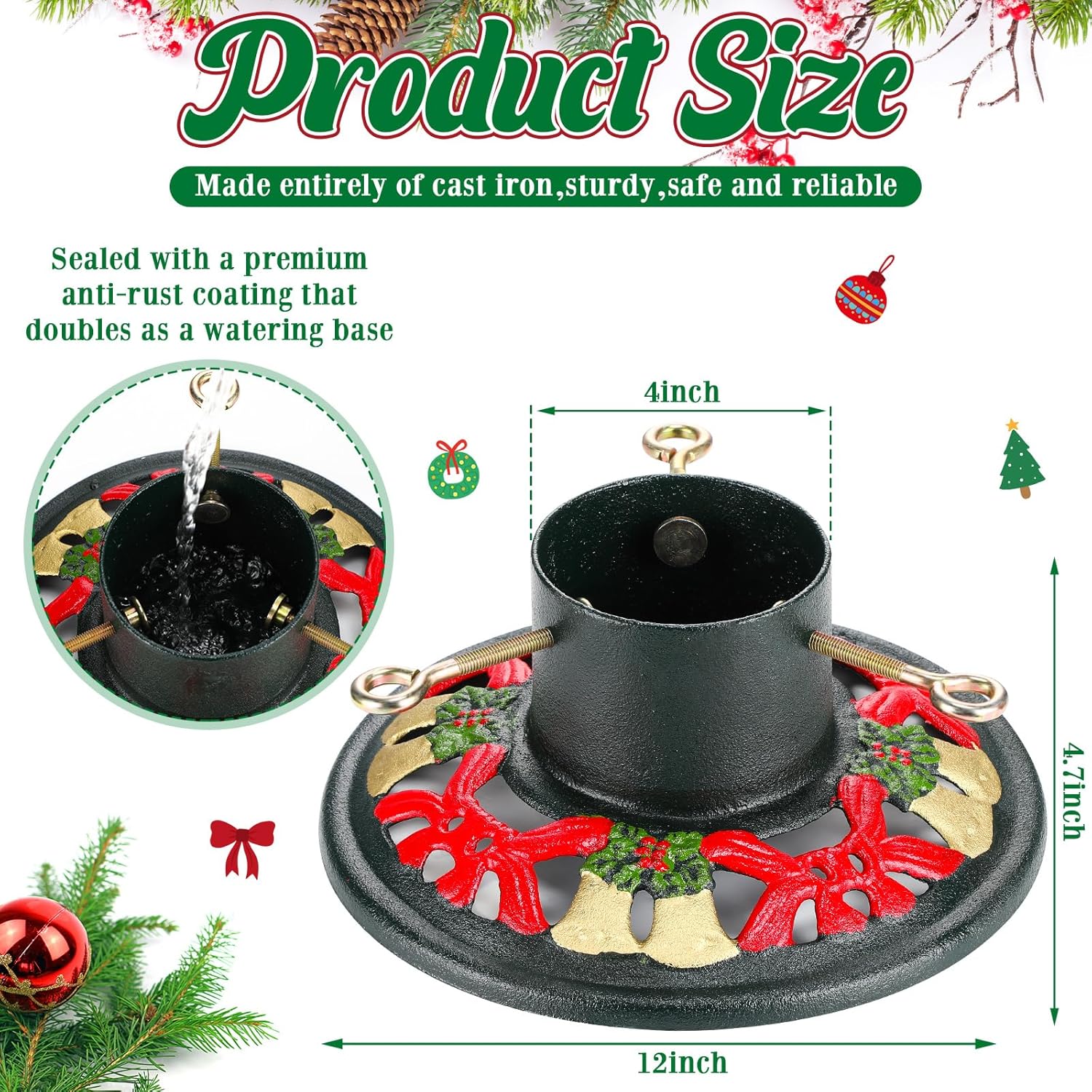 Подставка для живой елки, чугунное основание, поддерживает до 8 футов, диаметр 4 дюйма, грузоподъемность 120 фунтов, деревенское украшение с 0.6M
Подставка для живой елки, чугунное основание, поддерживает до 8 футов, диаметр 4 дюйма, грузоподъемность 120 фунтов, деревенское украшение с 0.6M