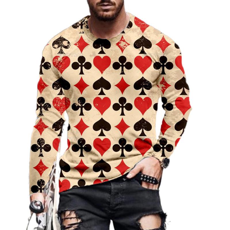 Men Casual Fashion 3D Digital Poker Pattern Print Sport Long Sleeve T Shirt Autumn New Fashion Fitness Tops T Shirt S
Men Casual Fashion 3D Digital Poker Pattern Print Sport Long Sleeve T Shirt Autumn New Fashion Fitness Tops T Shirt S