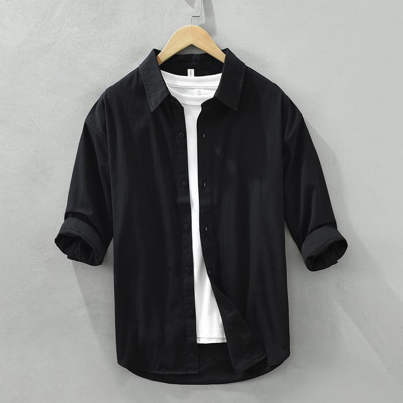 Spring and Summer Fresh Men s Casual Shirt Solid Pure Cotton Three Quarter Sleeve Down-down Shirts Korean Style Dropped Shoulder Sleeve Men Tops XXXL чорний
Spring and Summer Fresh Men s Casual Shirt Solid Pure Cotton Three Quarter Sleeve Down-down Shirts Korean Style Dropped Shoulder Sleeve Men Tops XXXL чорний